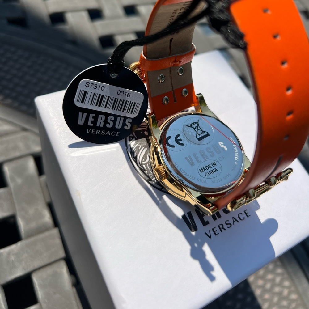 Versus Versace Miami Orange and Gold Leather Watch - Picture 3 of 7